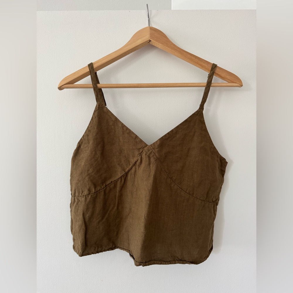 MATE 100% linen cropped boxy cami, size S